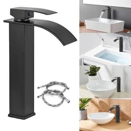 Monomando de lavabo en negro, cascada